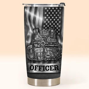 Officer Tactical Vest, Personalized Stainless Steel Tumbler, Gift For Police Lovers