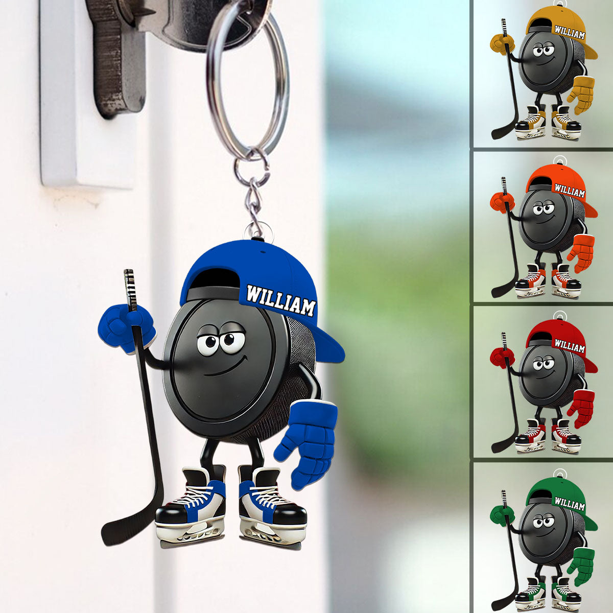 Personalized Name Ice Hockey Keychain, A Gift For Ice Hockey Enthusiasts