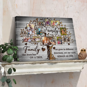 Personalized Canvas Print – Custom Family Photo Tree, "The Best Things In Life Are" Design, Gift For Parents & Grandparents
