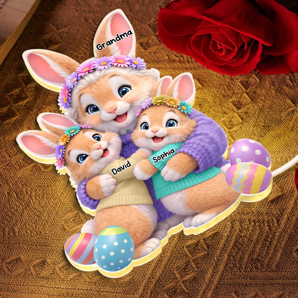 Bunny Easter Grandma with Grandkids' Names - Personalized Light Box