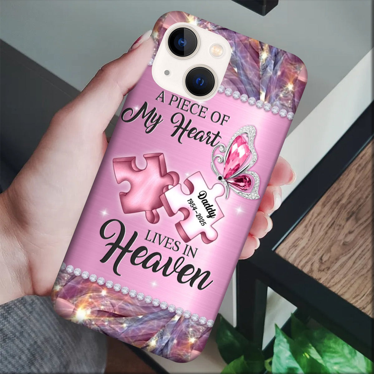 Personalized Memorial Phone Case- A Piece Of My Heart Lives In Heaven - Memorial Gift Idea for Father's Day