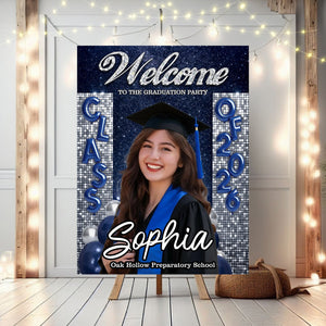 Custom Class Of 2026 - Personalized Graduation Party Welcome Sign Custom Photo Party Canvas Sign