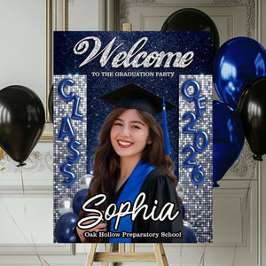 Custom Class Of 2026 - Personalized Graduation Party Welcome Sign Custom Photo Party Canvas Sign