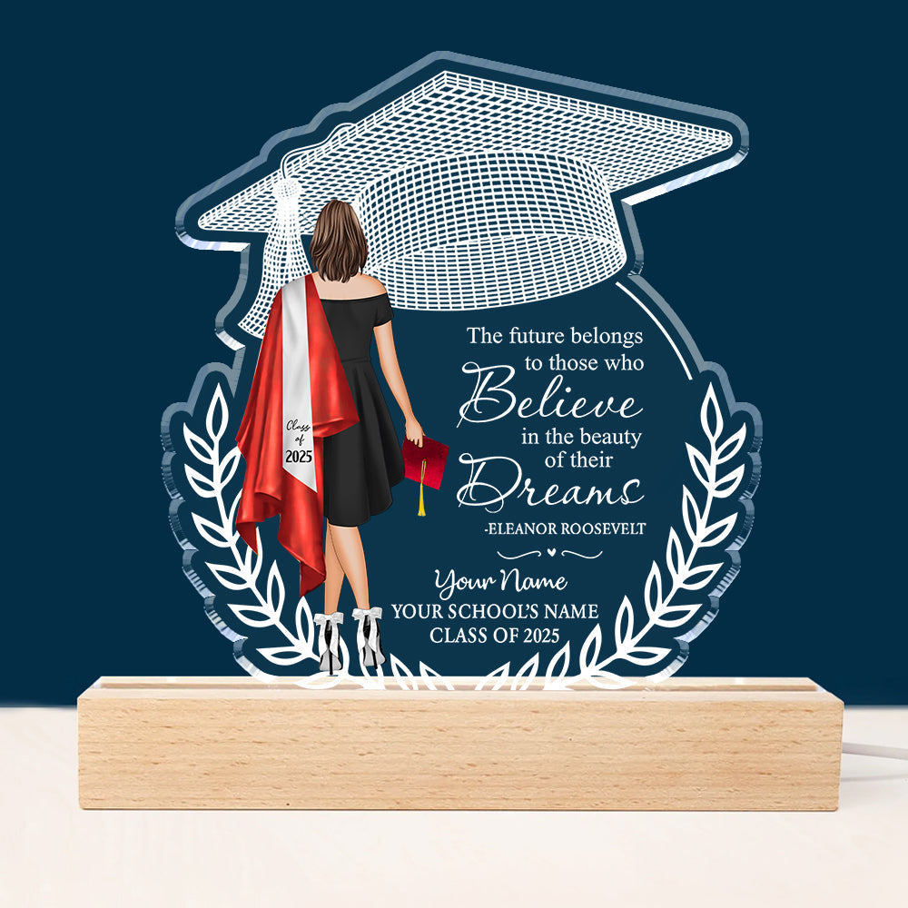 Personalized LED Light For Her Personalized Acrylic Plaque High School College Graduation Gift