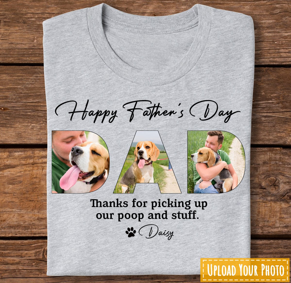 Happy Father's Day Dog Dad Personalized Custom Photo T shirt Gift For Pet Lovers