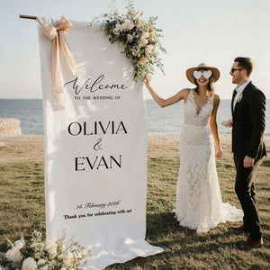 Custom Wedding Welcome Sign | Personalized Fabric Banner for Ceremony or Reception Entrance | Engagement Party Sign