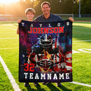 Custom Any Name And Number - Personalized American Football Blanket