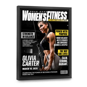 Personalized Women Fitness Magazine Cover, Custom Workout Photo Canvas