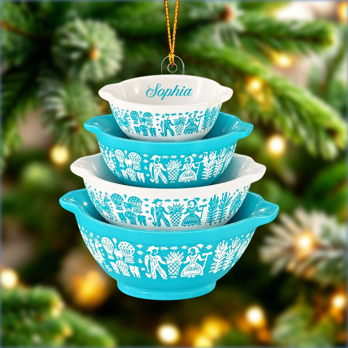 Retro Nesting Mixing Bowls-Personalized Acrylic Ornament Retro Kitchen Christmas Decor