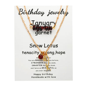Birthstone Flower Necklaces Dainty Chain Necklace 12 Birth Month Crystal Necklace for Women