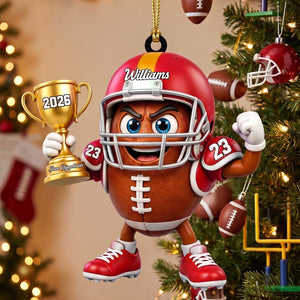 Personalized Cute American Football Mascot Acrylic Hanging Ornament | Unique Gift For Football Fans