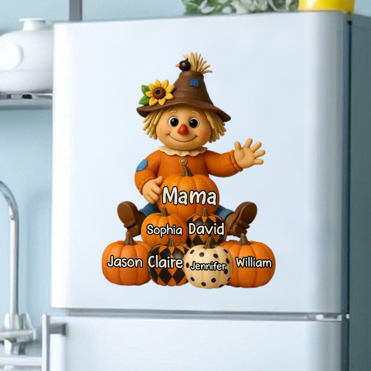 Fall Season Grandma Scarecrow Grandkids Pumpkins Personalized Decal