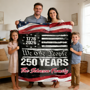 250 Years USA 250th Birthday 1776-2026 Personalized Blanket Gift for Family