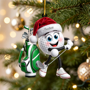Energetic Swinging Golf Ball Mascot Acrylic Hanging Ornament – Personalized Gift For Golfers