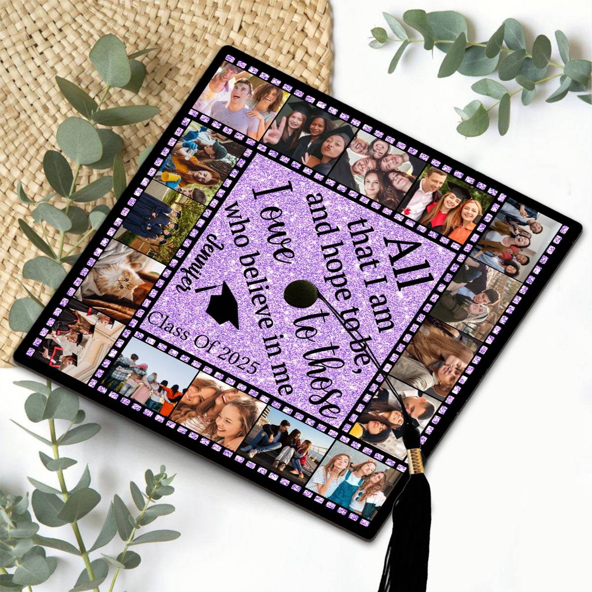 All That I Am And Hope To Be, I Owe To Those Who Believe In Me - Personalized Graduation Cap Topper, Graduation Gift, Grad Cap