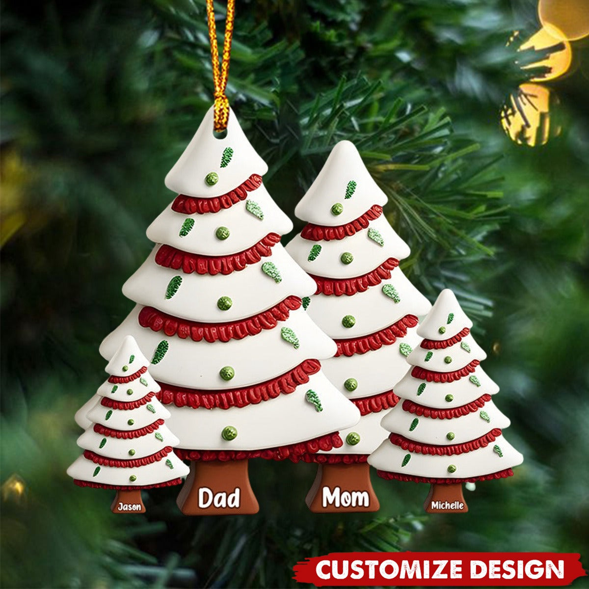 Christmas Family - Personalized Family Christmas Tree Cake Ornament