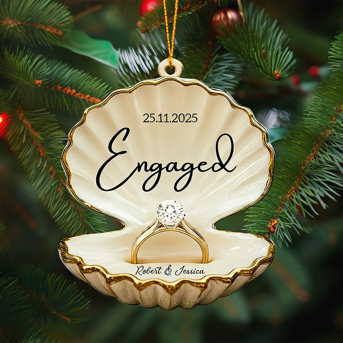 Engaged, Couple Christmas Home Decor, Christmas Ornament, Personalized Ornament