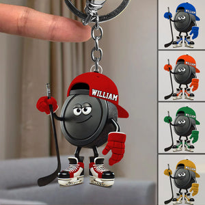 Personalized Name Ice Hockey Keychain, A Gift For Ice Hockey Enthusiasts