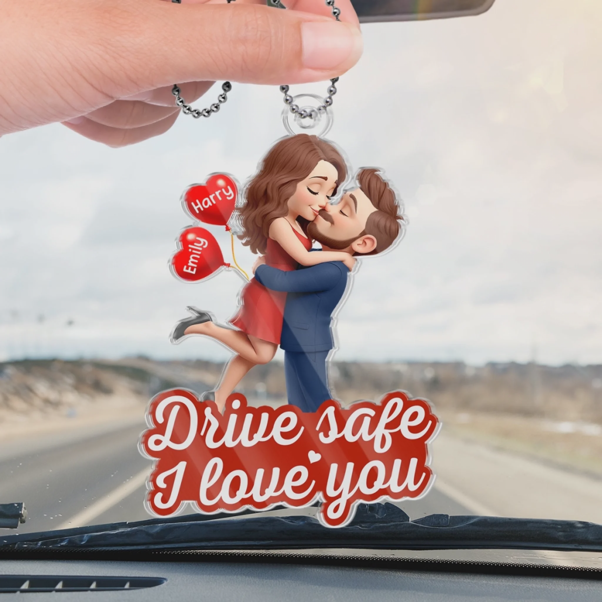 Drive safe, I love you - Personalized Acrylic Car Ornament Gifts For Husband And Wife, Him And Her