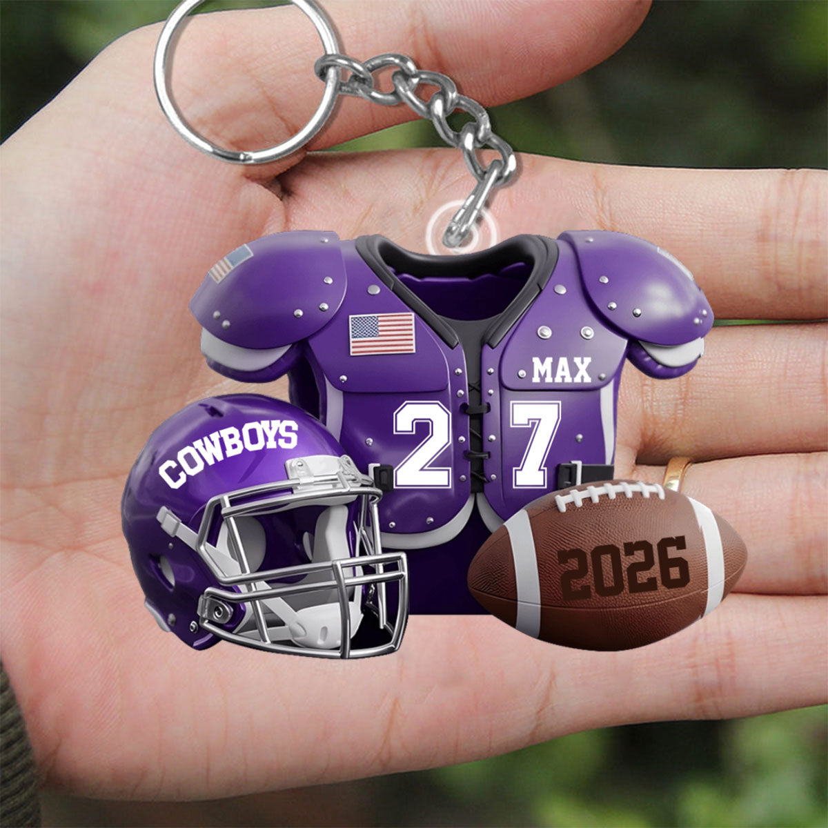 Football Season - Personalized Football Keychain