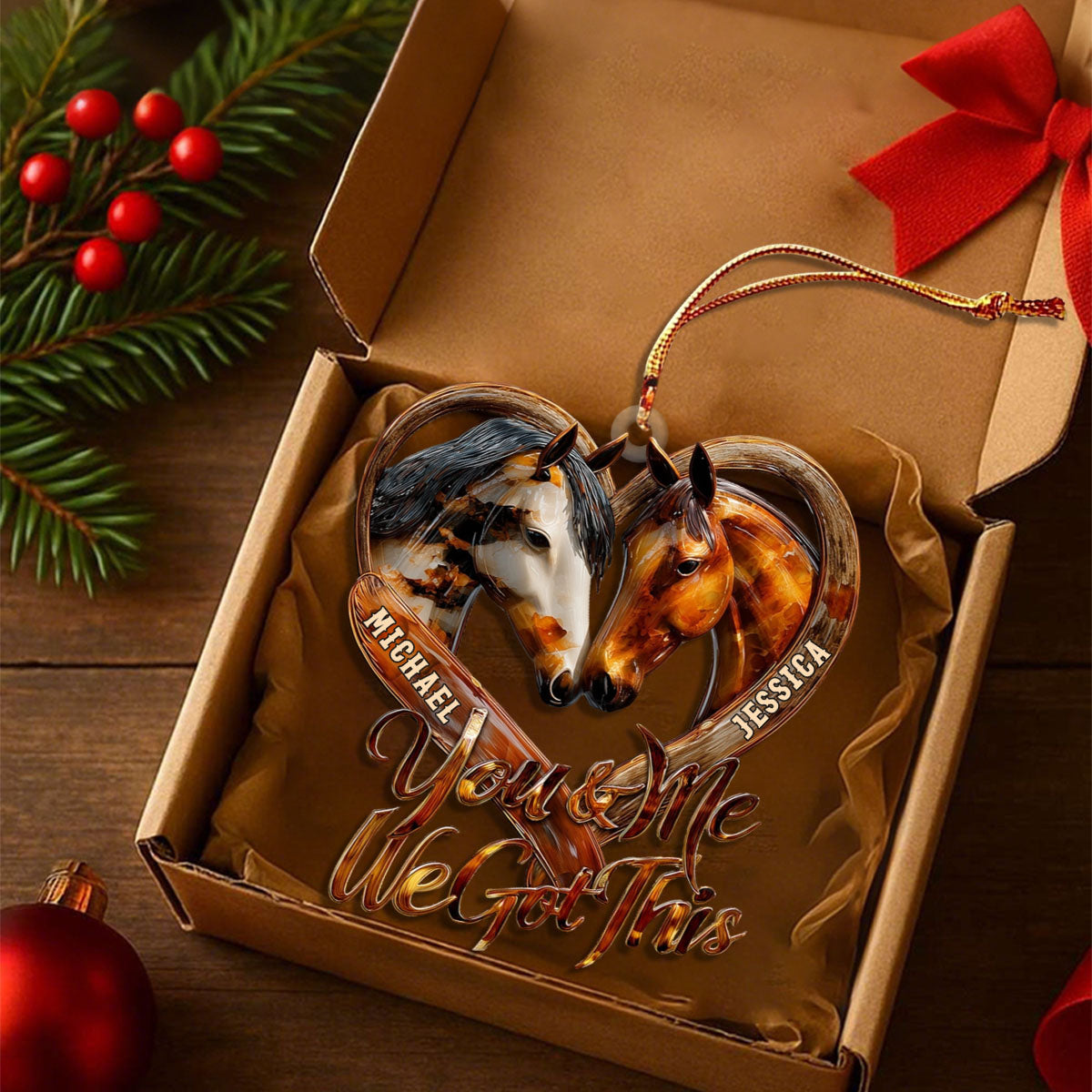 You & Me We Got This - Personalized Custom Horse Transparent Ornament