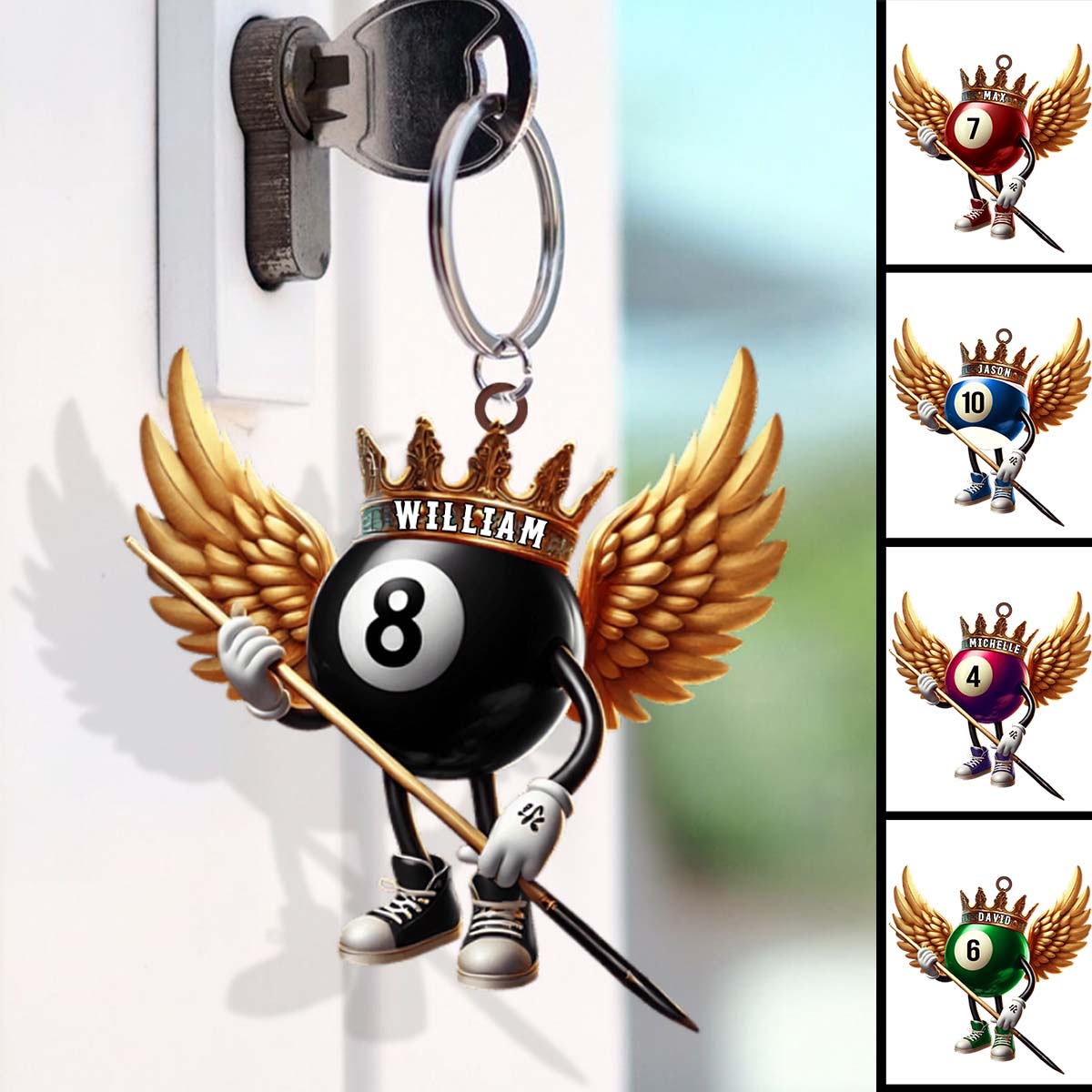 Personalized Custom Name Billiard Keychain,Gift For Billiard Lover