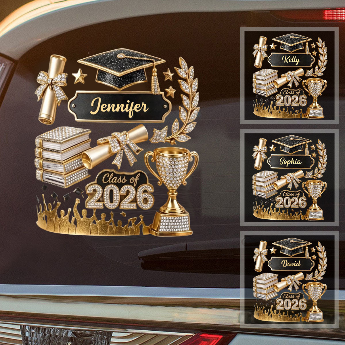 3D Effect Car Decal - Personalized Graduation Gift