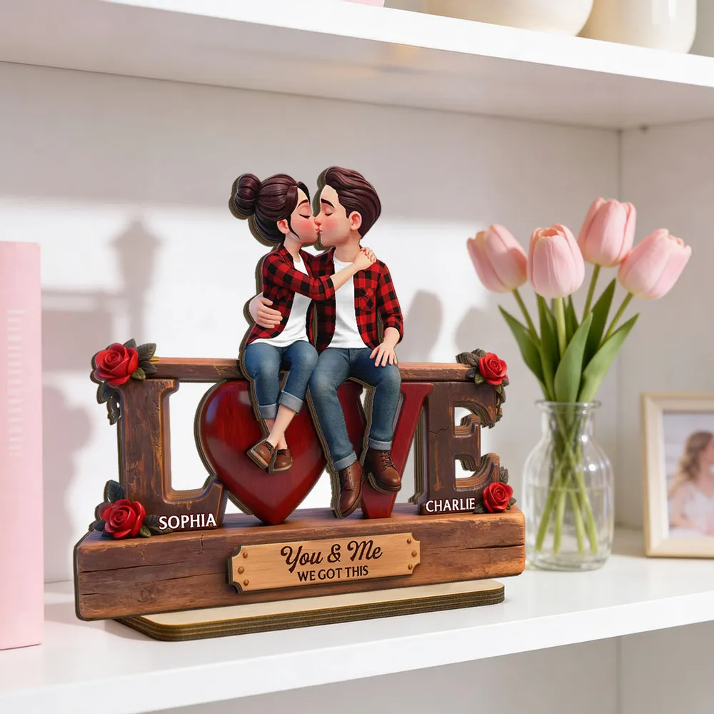 Personalized Eternal Rose Wooden Plaque – Forever Together 2-Layered Love Gift for Couple, Him, or Her