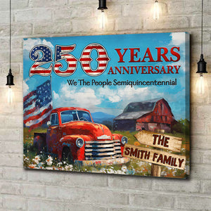 Personalized Family Name Patriotic Canvas – 250 Years Anniversary Gift Independence Day