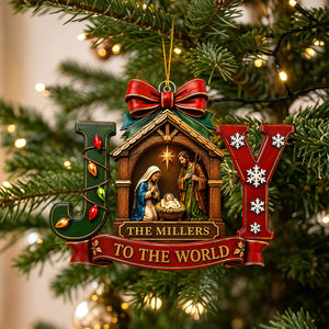 "Joy To The World" – Personalized Christmas Acrylic Hanging Ornament | Holiday Gift For Families