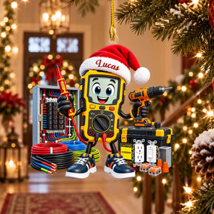 Personalized Electrician Christmas Ornament – Custom Name Keepsake | Gift for Electricians & Electrical Apprentices