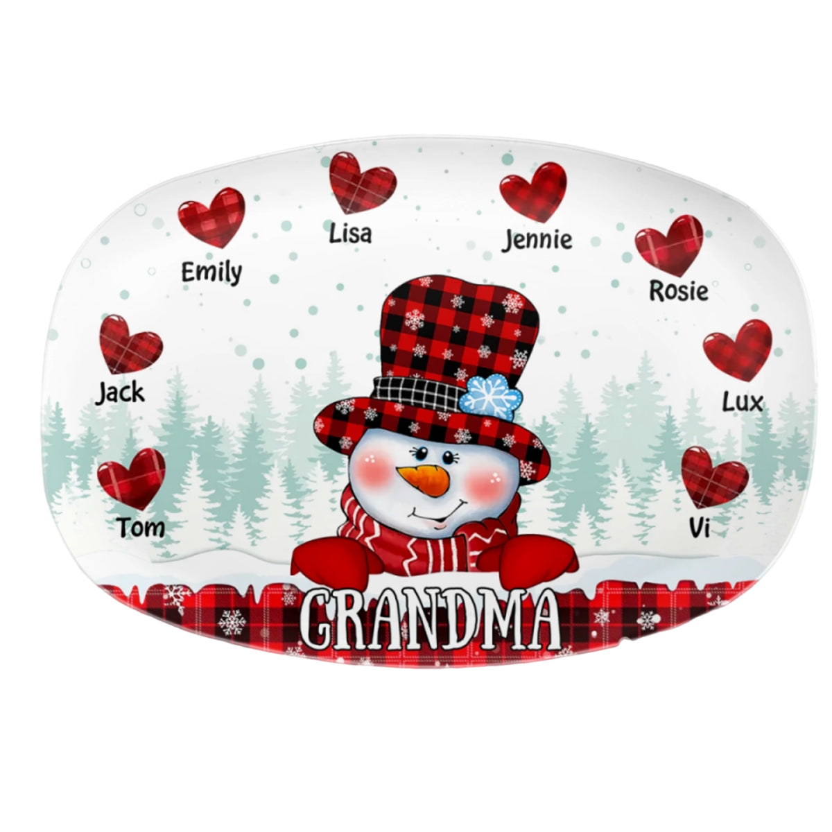 Christmas Snowman Personalized Platter - Christmas Gift For Family