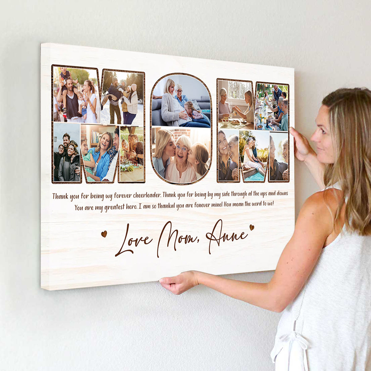 Happy Mother's Day! Personalized Mom Photo Canvas, Custom Photo Collage Wall Art