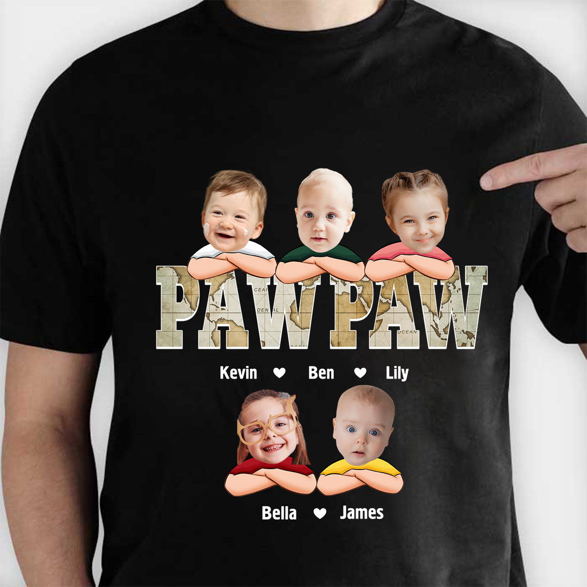Custom Kid Face Papa - Personalized Photo Pure Cotton T-Shirt