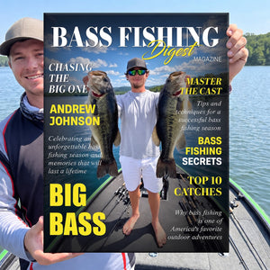Personalized Bass Fishing Digest Magazine Cover, Custom Angler Photo Gift, Fishing Lover Gift, Bass Fishing Adventure Keepsake