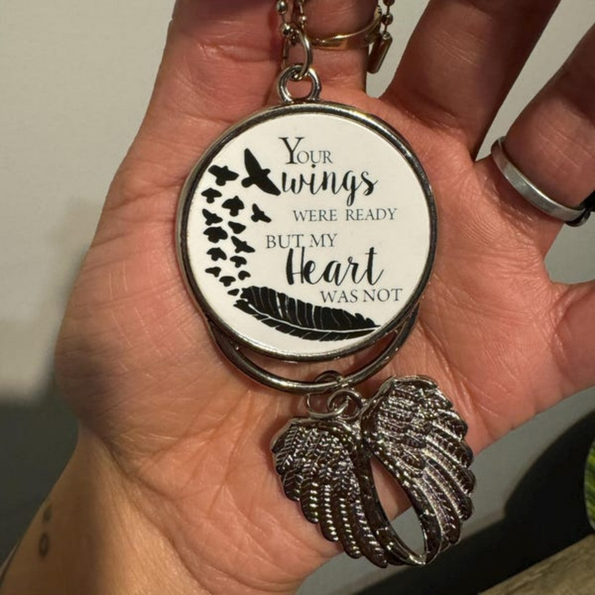 Your Wing Were Ready But My Heart Was Not Personalized Angel Memorial Charm