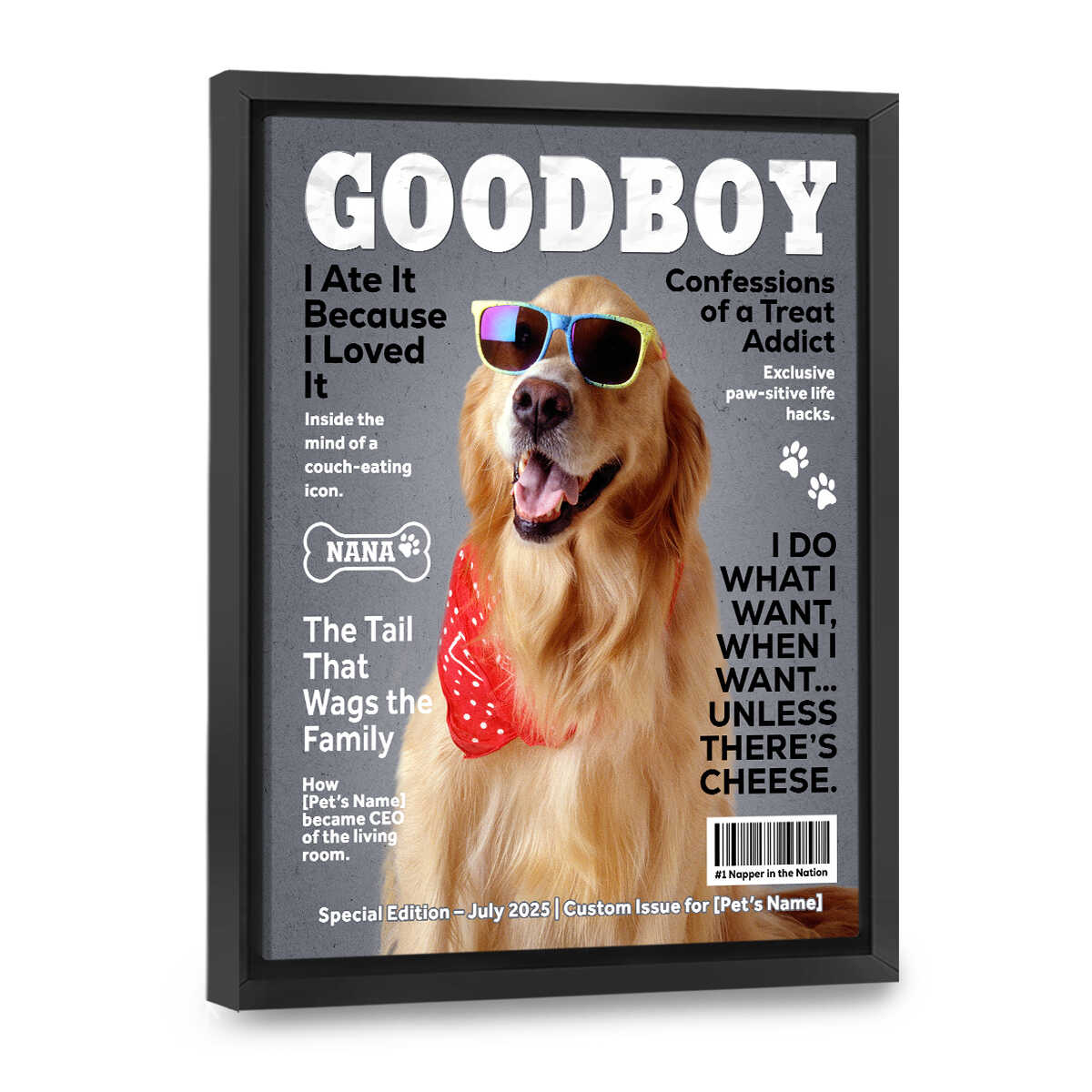 Personalized Custom Pet Magazine Cover Canvas, Custom Pet Portrait, Pet From Photo