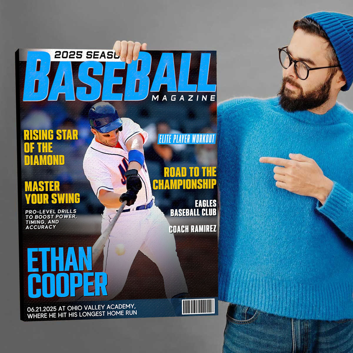 Personalized Baseball Magazine Cover, Custom Sport Magazine Cover, Baseball Player Gift, Unique Gifts For Baseball Player, Baseball Gifts