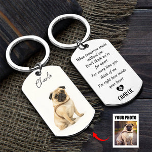 Custom Watercolor Photo Forever My Furry Angel - Memorial Personalized Keychain - Sympathy Gift For Pet Owners, Pet Lovers