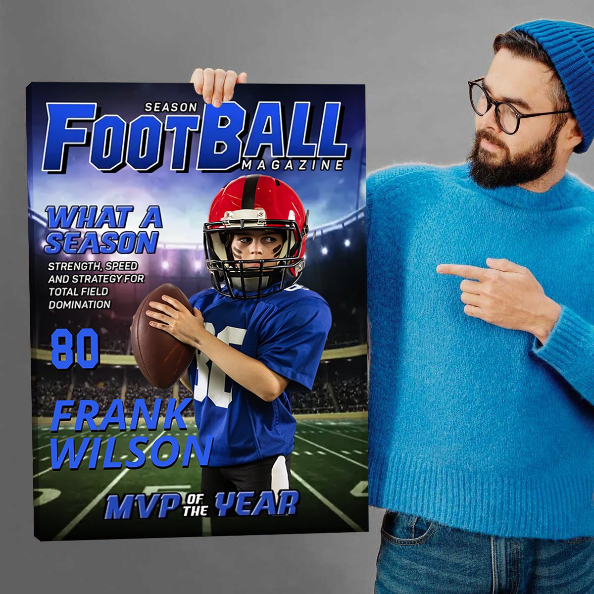 Custom Photo Magazine Cover Personalized American Football Poster Gift for American Football Lovers