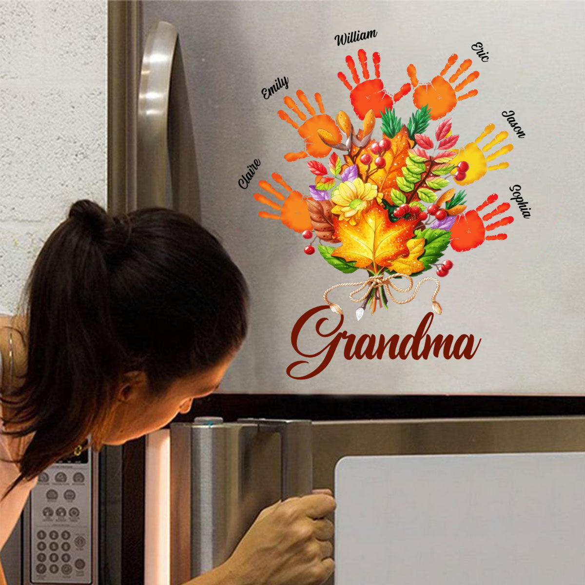 Personalized Gift For Grandma Fall Leaves Decal