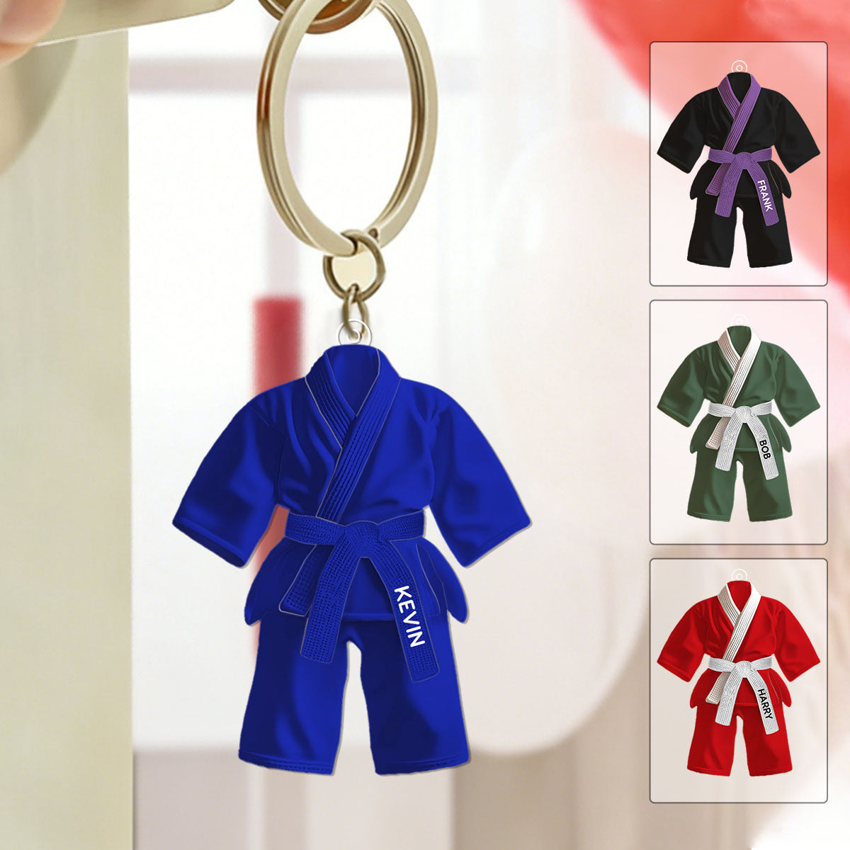 Jiu Jitsu Uniform Black Belt Custom Name Keychain - Gifts For Jiu Jitsu, Karate Lovers