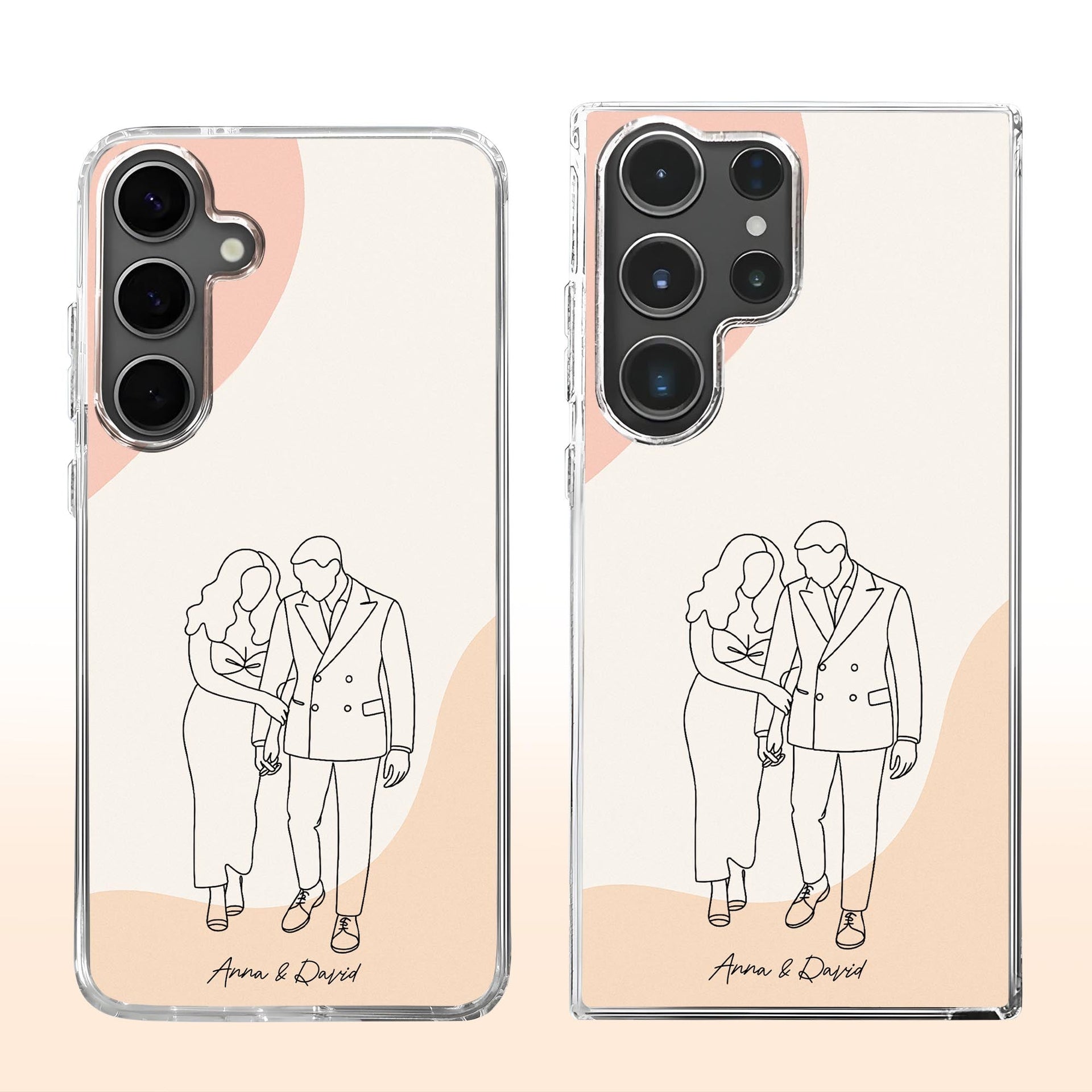 Simple Line Drawing Couple Personalized Clear Phone Case, Gift For Couples