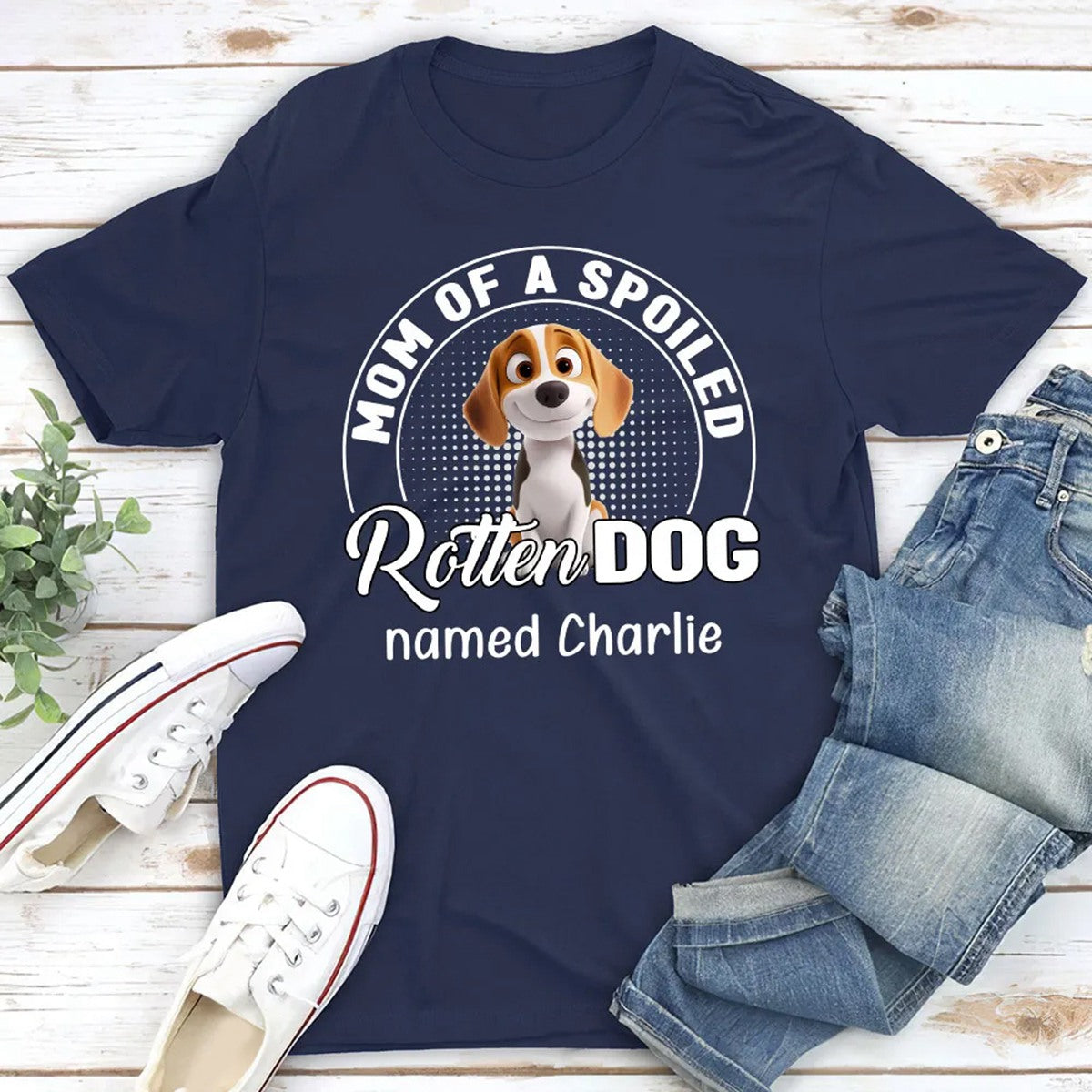 Spoiled Rotten Dog Chibi Cartoon - Personalized Pure Cotton T shirt Gift For Dad Mom