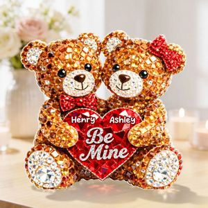 3D Shiny Effect Bear Couple - Personalized Acrylic Block Plaque - Heartfelt Valentine's Day Gift for Her, for Him