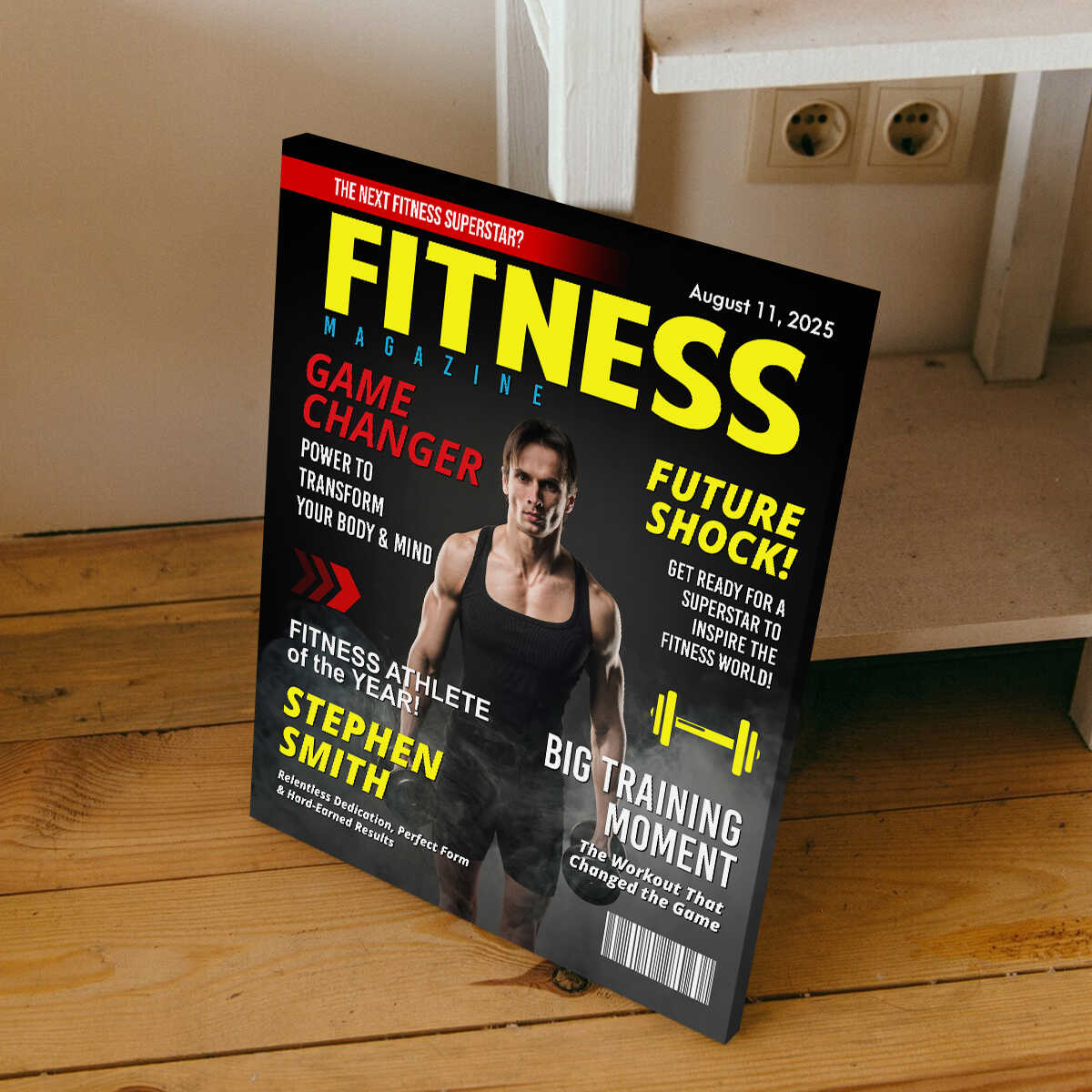 Custom Fitness Magazine Cover Canvas, Custom Gift for Bodybuilder, Fitness Lover Gift, Gift for Gym Enthusiast Athlete