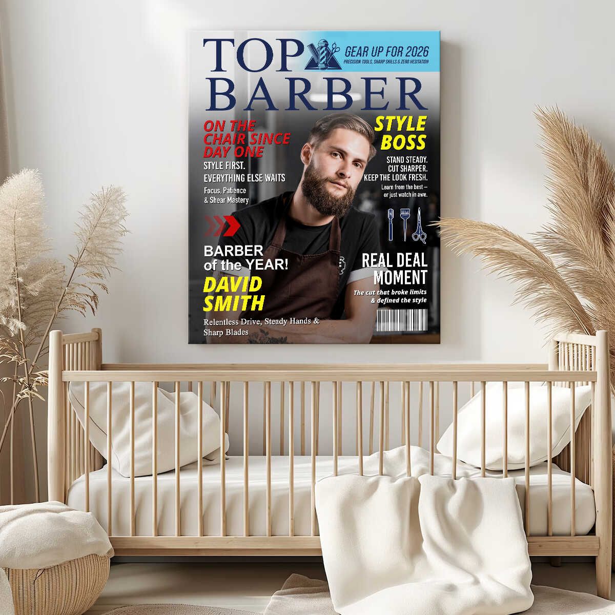 Personalized Barber Magazine Cover, Custom Barber Dad Gift, Barber Lover Gift