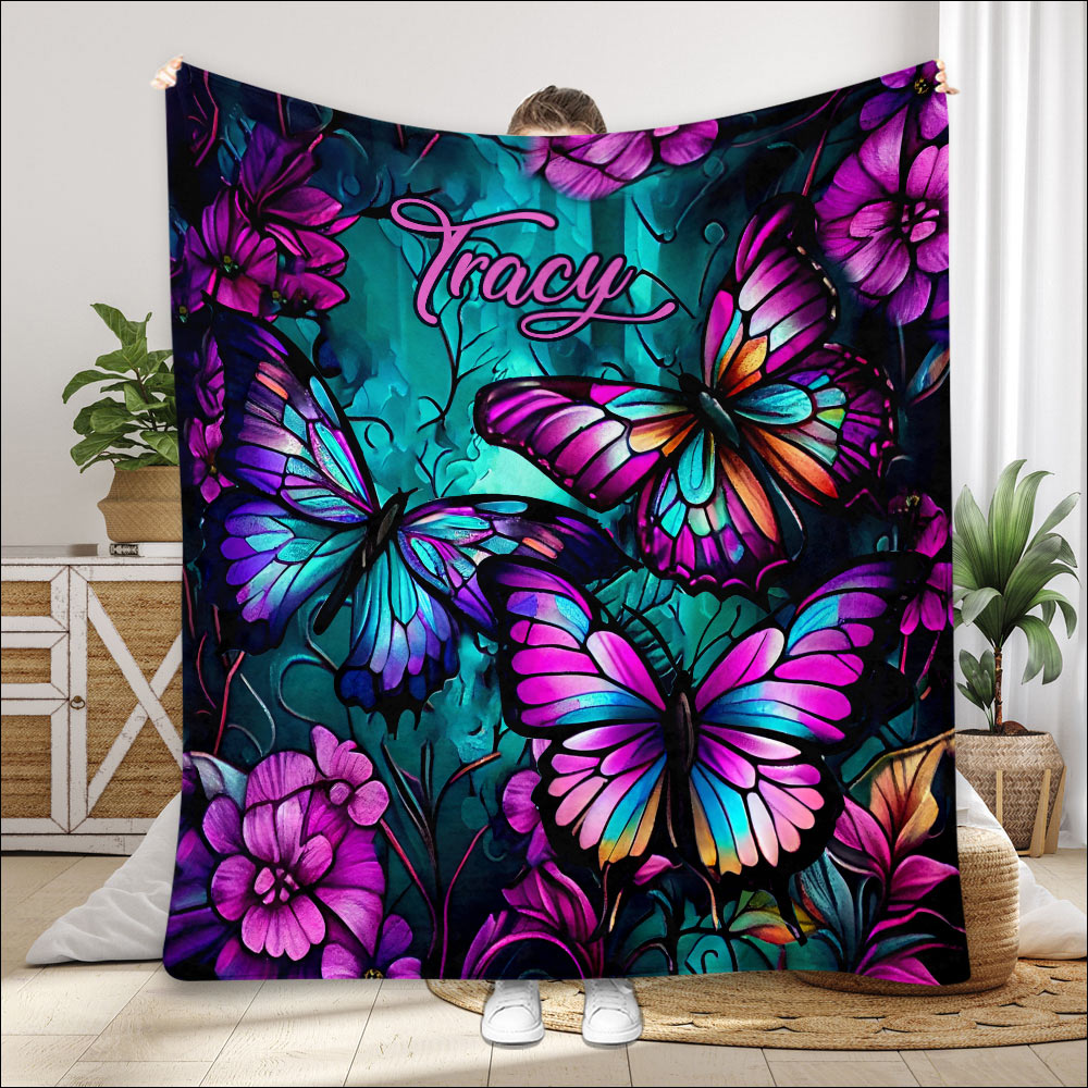 Beautiful Butterflies - Personalized Butterfly Blanket