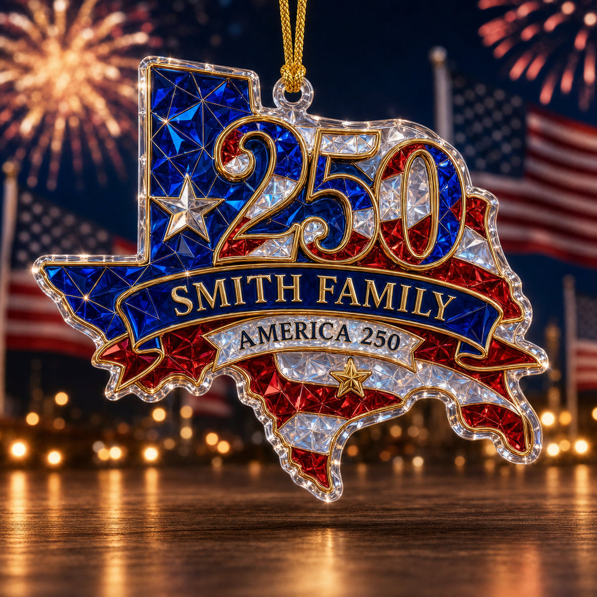 Personalized "The State Pride" Acrylic Hanging Ornament – Celebrating America 250th Anniversary | Luxury Patriotic Gift