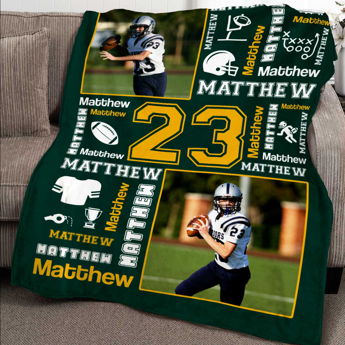 Football Name Blanket Personalized With Photo Senior Football Player Gifts For Him